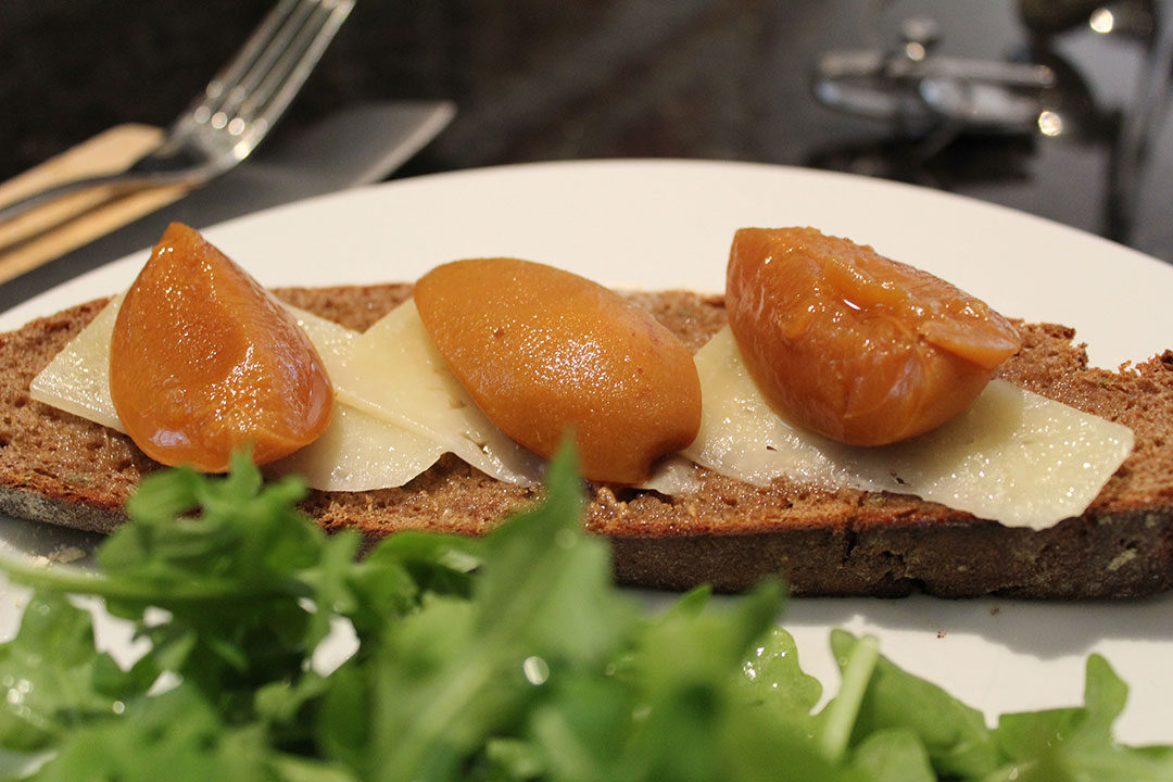 pickled apricots on toast