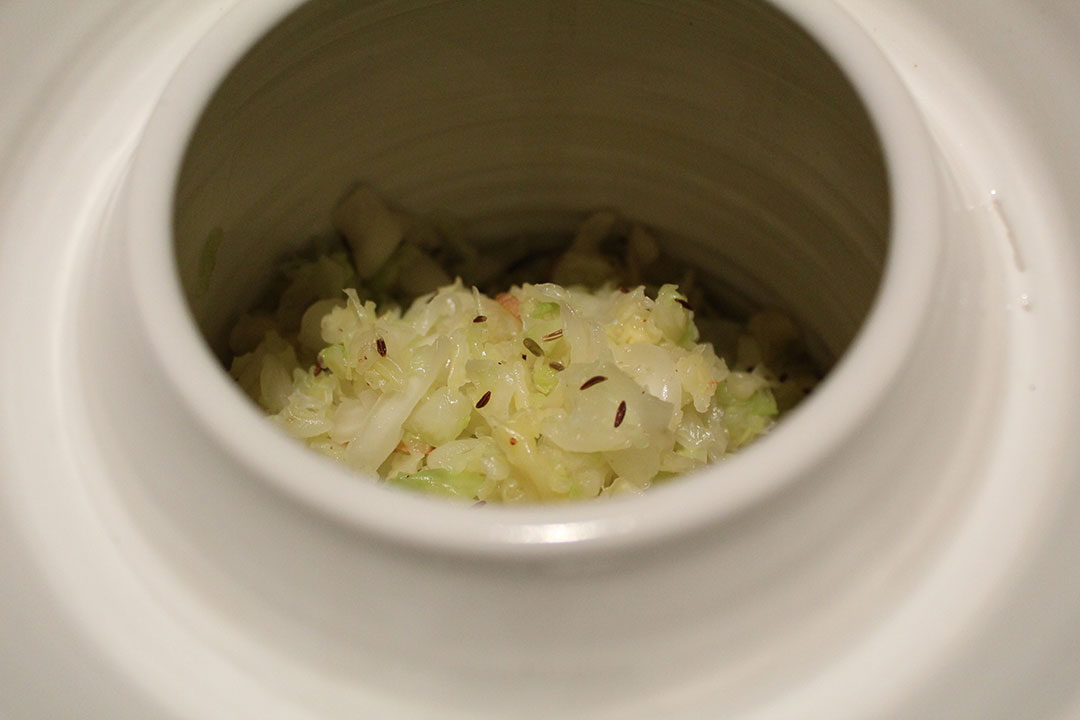 sauerkraut in fermenting pot