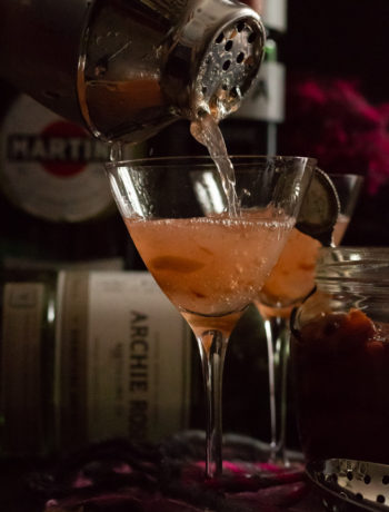 pouring a dirty pickled plum & ume martini