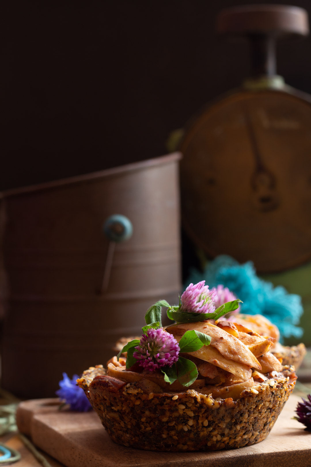 apple and quince seed crusted pies from the side