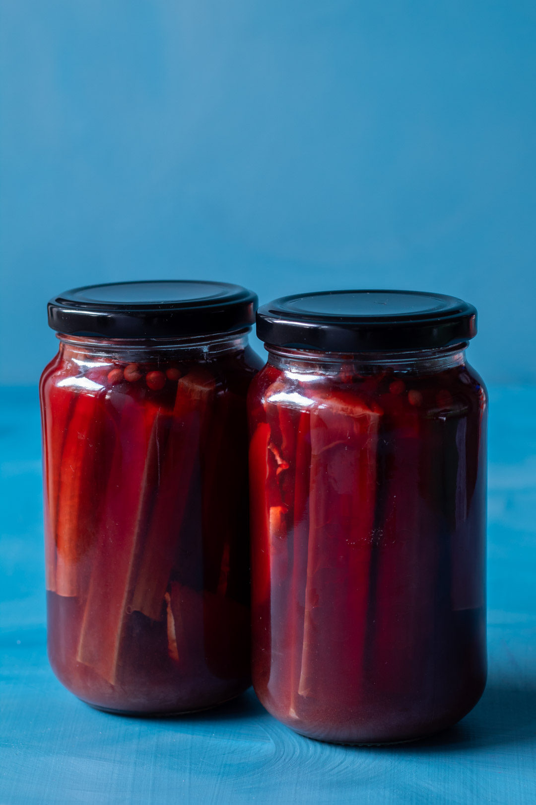 rhubarb pickle in jars