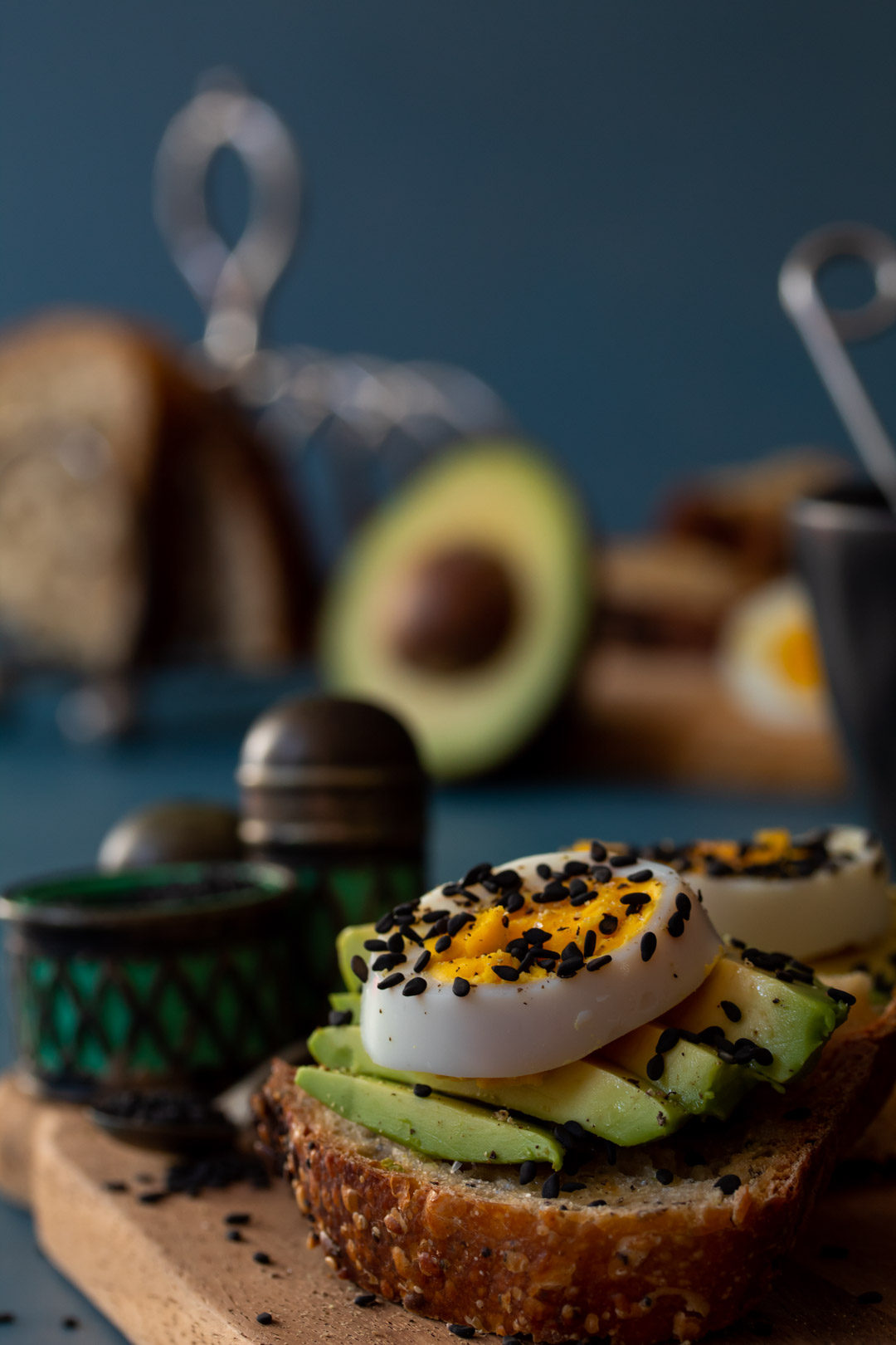 avocado toasts with hard boiled eggs