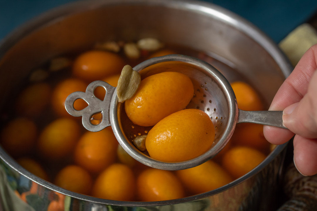 pickling cumquats with strainer