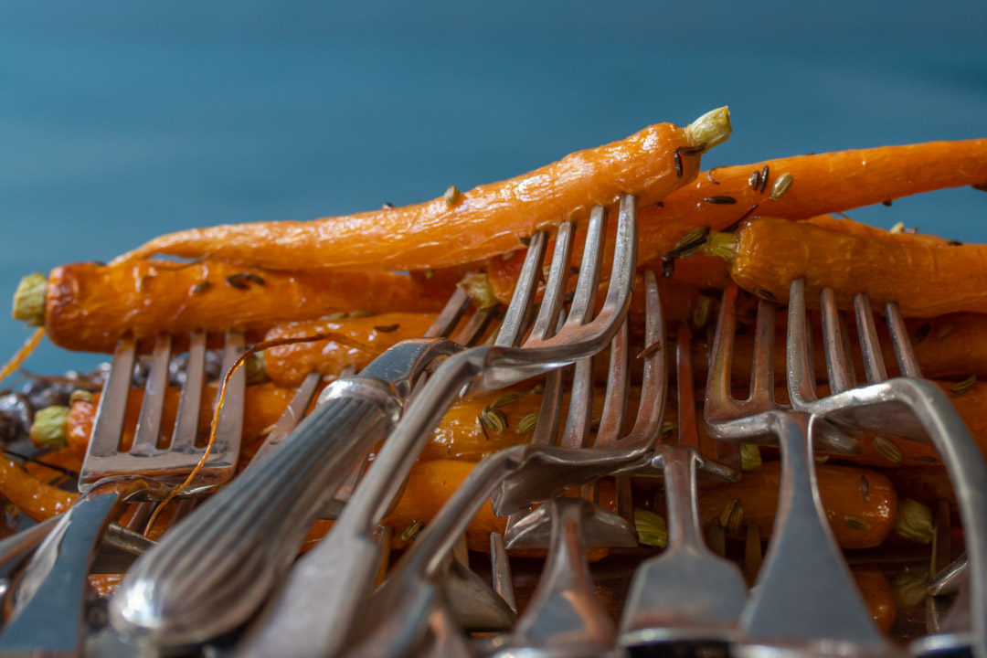 baby carrots fork's eye view