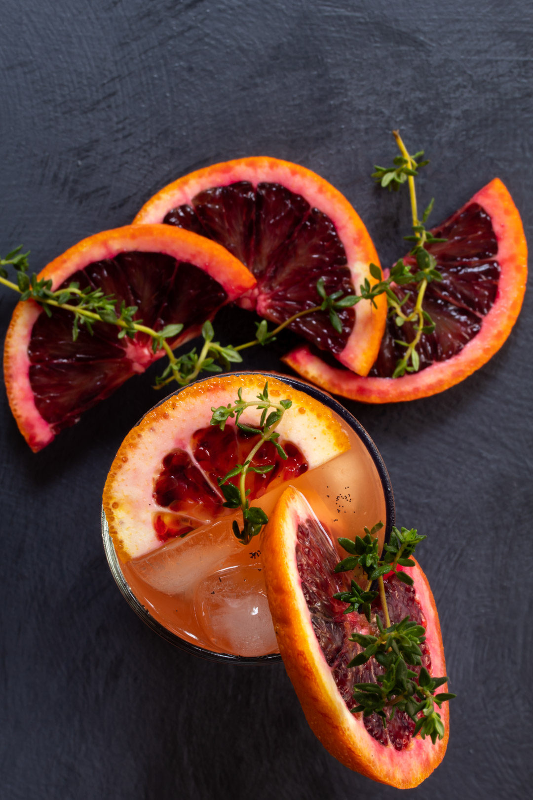 spiced blood orange and thyme shrub