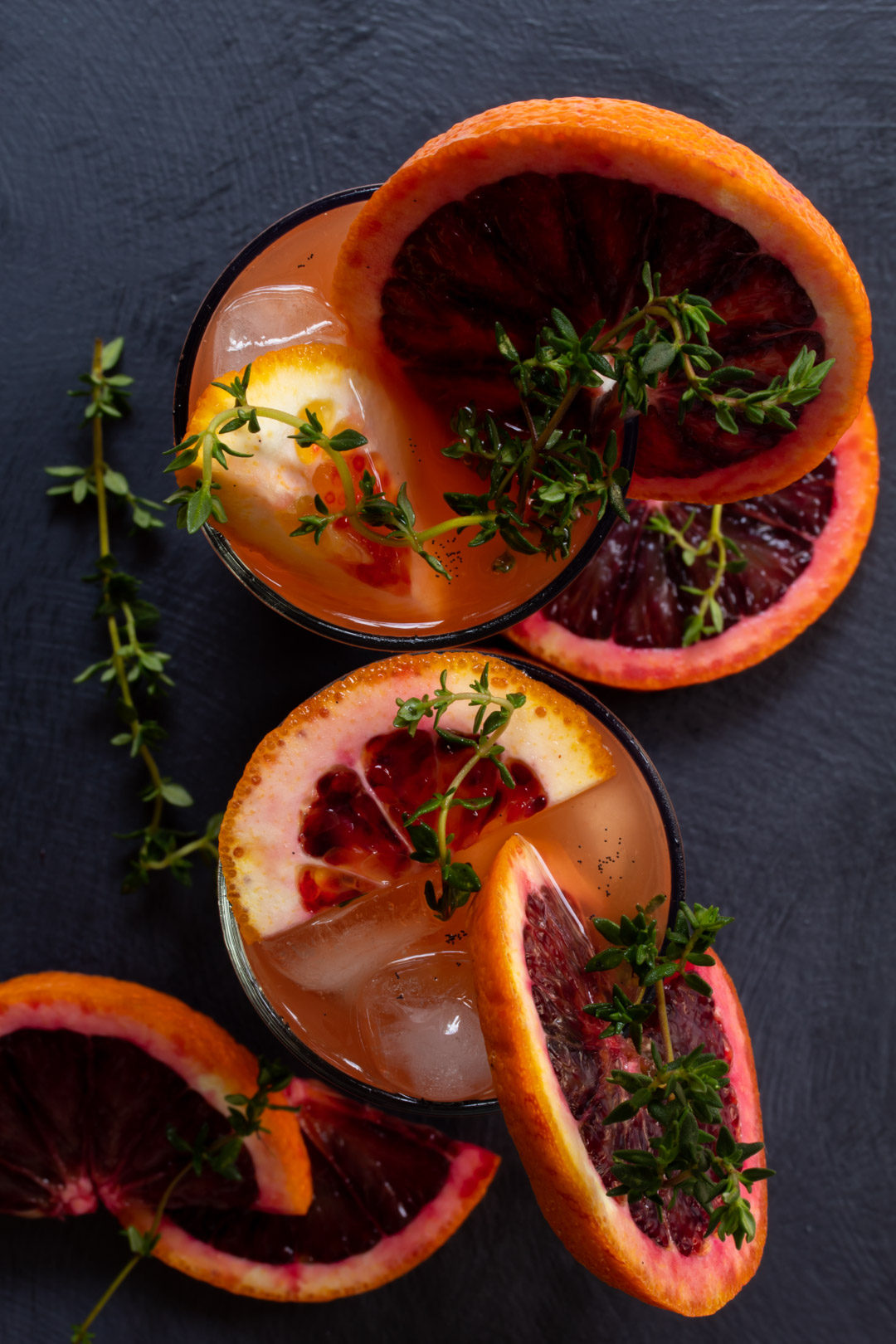 spiced blood orange and thyme shrub