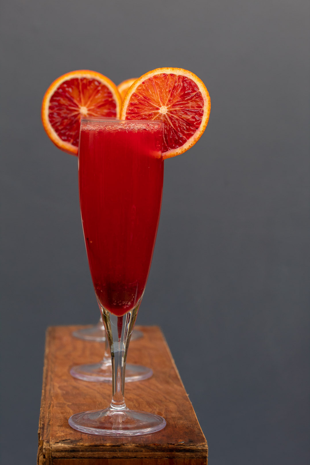 pickled cherry blood orange prosecco cocktail