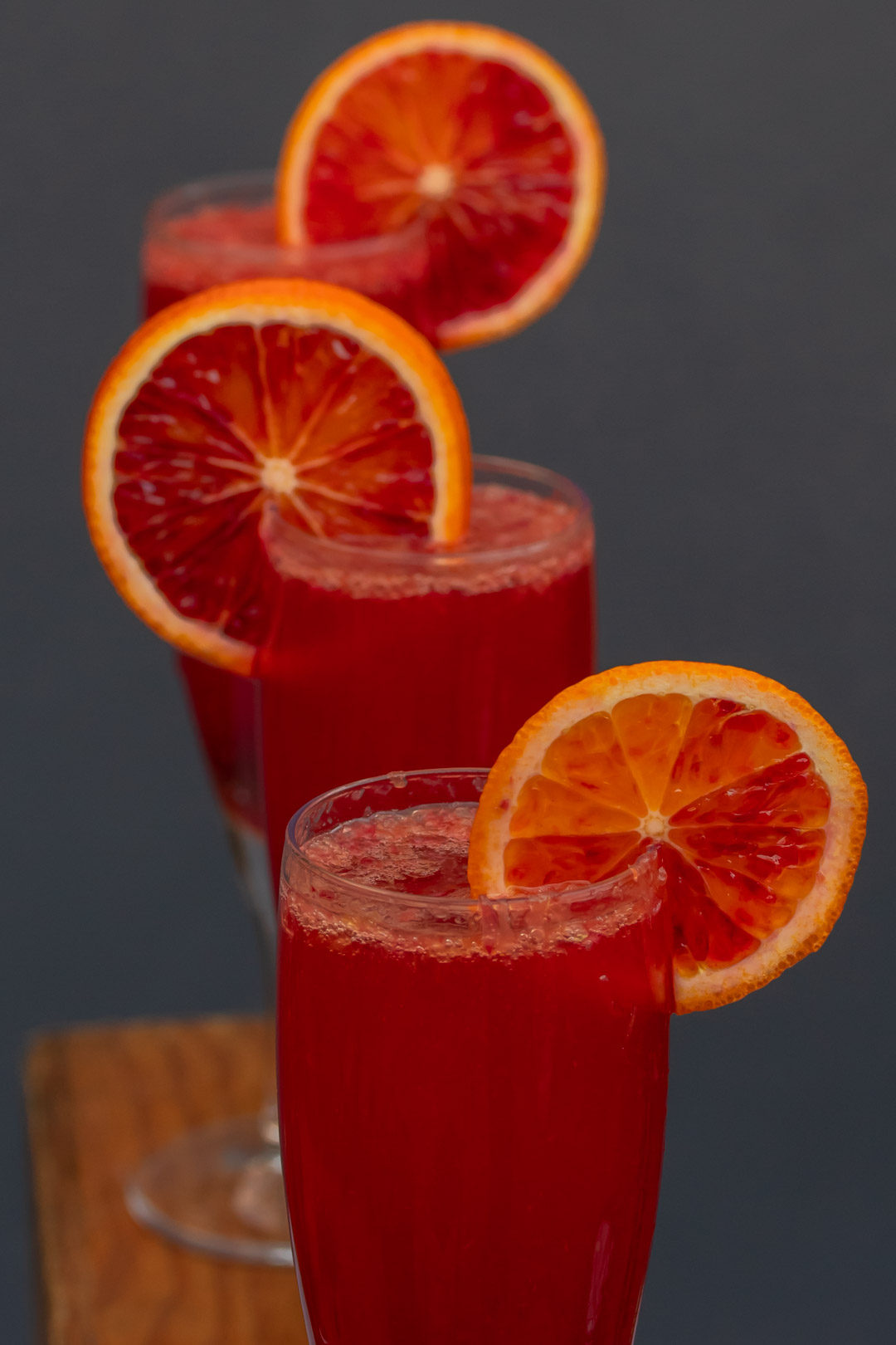 pickled cherry blood orange prosecco from above