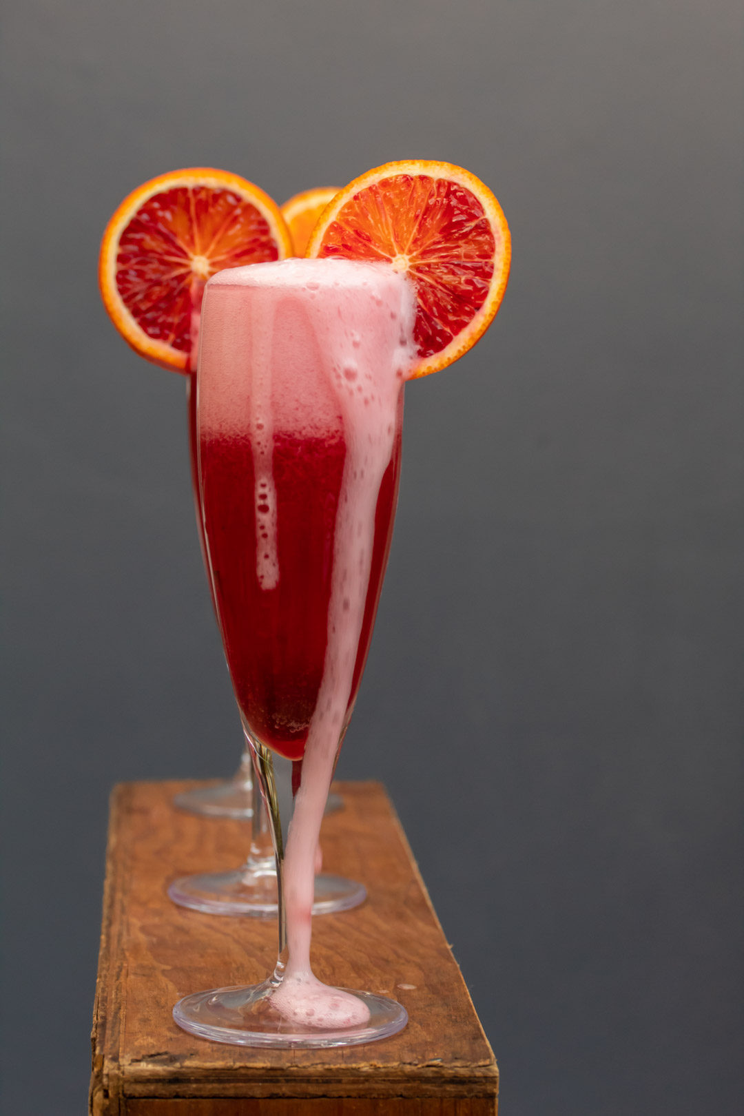 pickled cherry blood orange prosecco overflowing