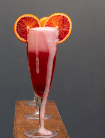 pickled cherry blood orange prosecco overflowing