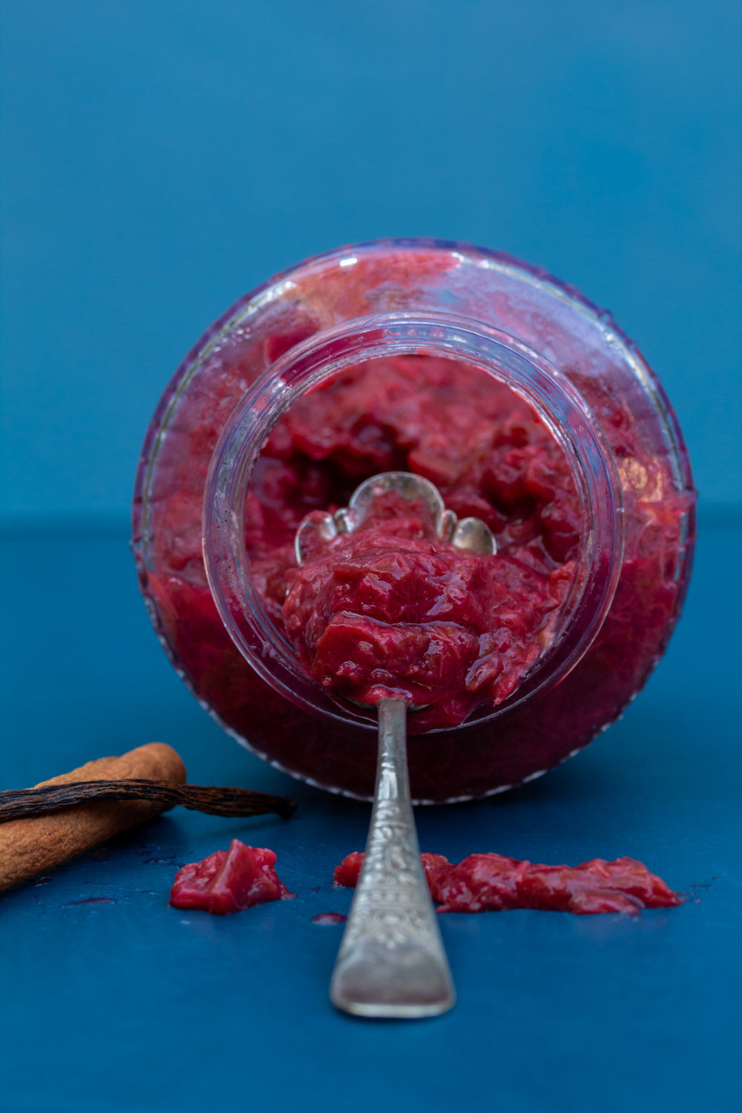 rhubarb compote inside jar