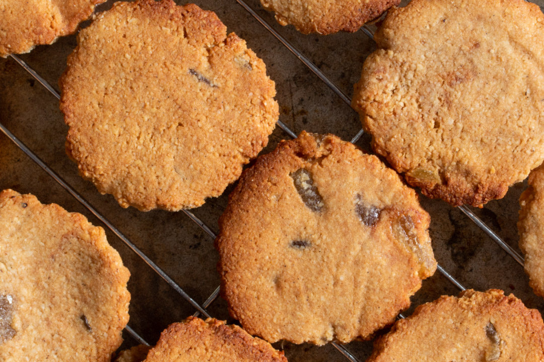 ginger cookies from above on cooling rack