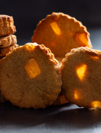 ginger cookies with back light shining through the ginger like windows