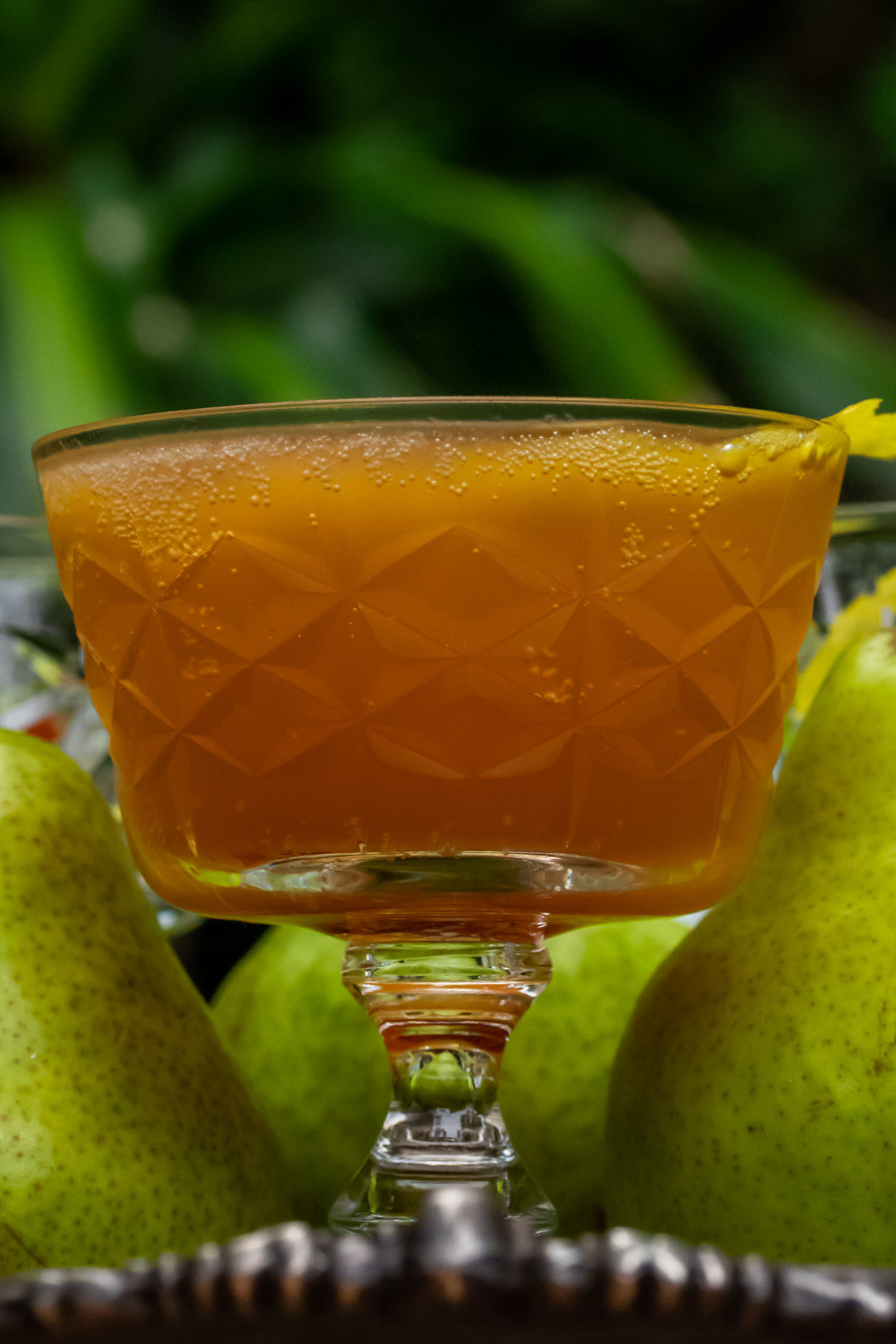 ginger pear champagne cocktail: eye level