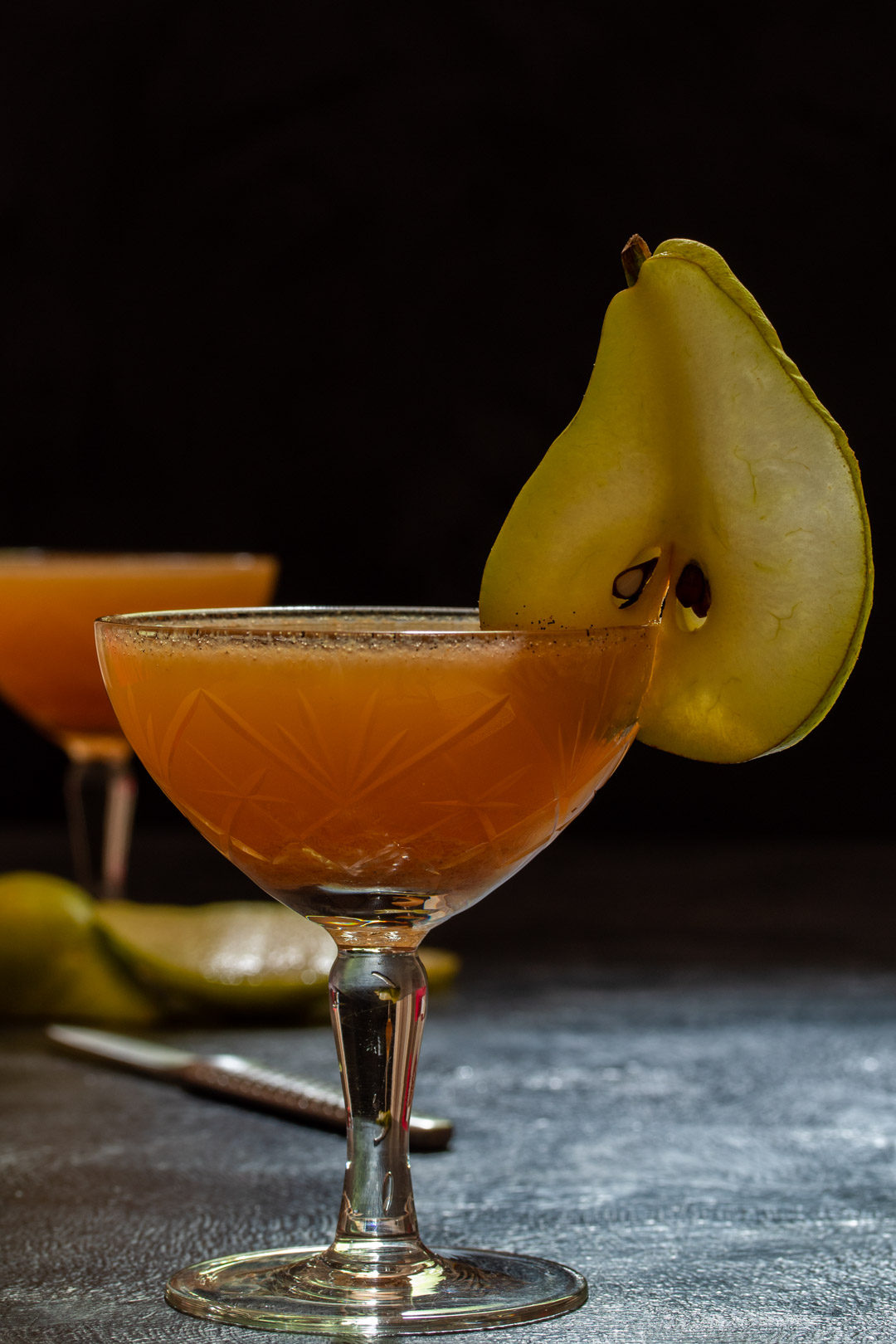 spiced ginger pear shrub: making pear garnishes