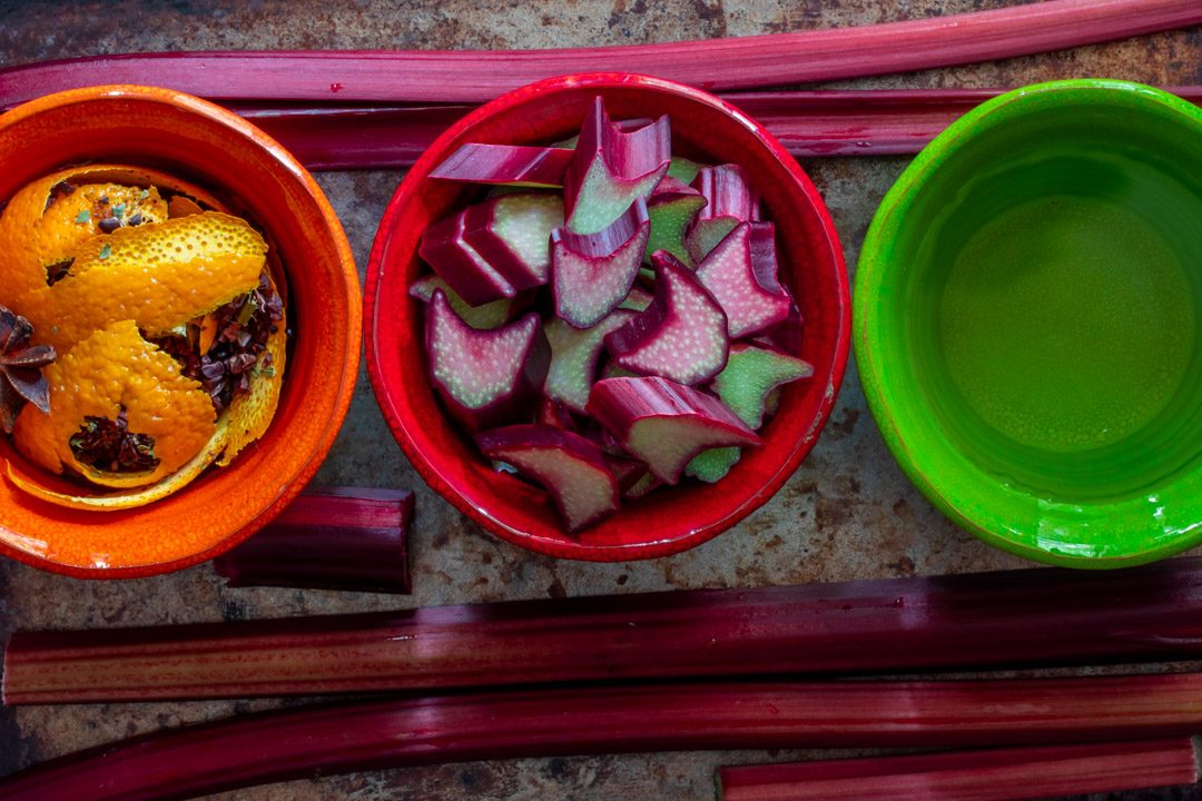 Rhubarb cacao bitters with wattleseed: making