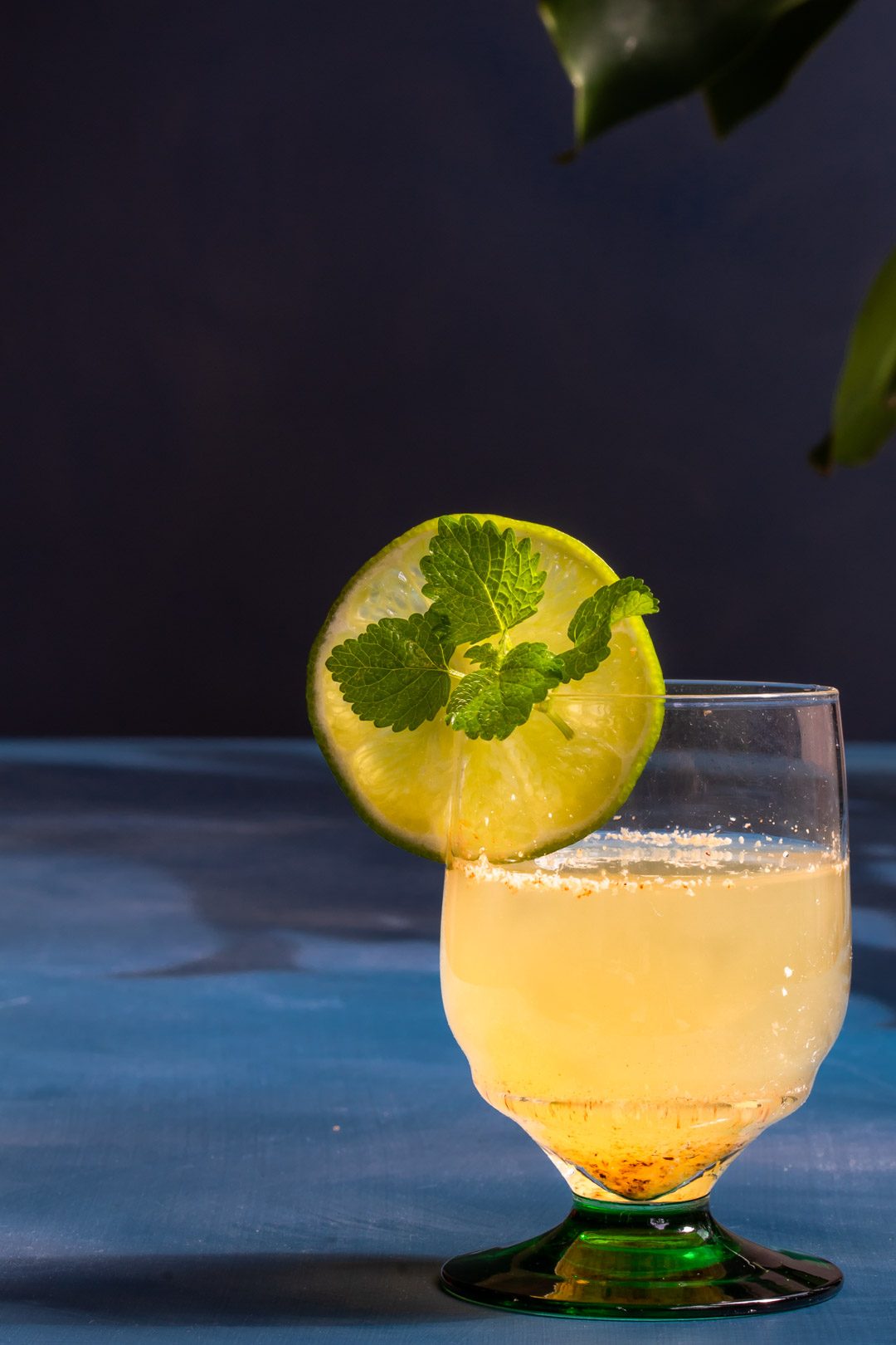 coconut palm arrack punch with shadows in background