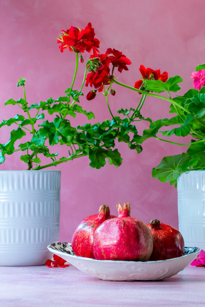 pomegranates in a dish for grenadine