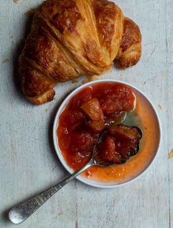 rustic quince apple jam with single croissant