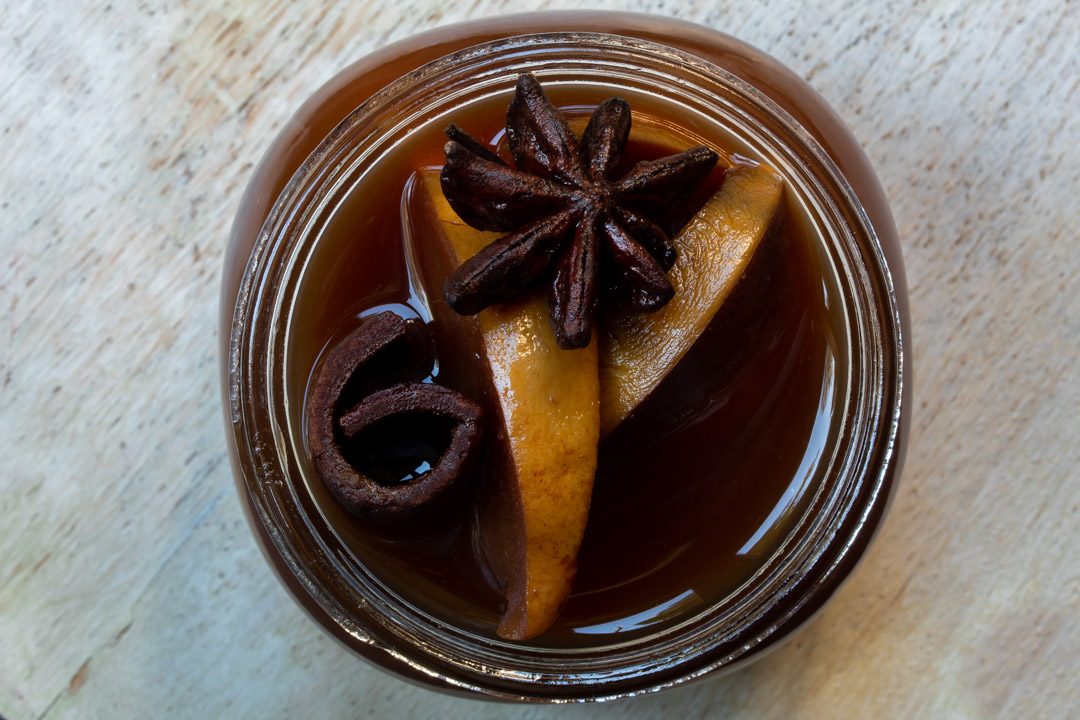 Spiced pickled quinces from above