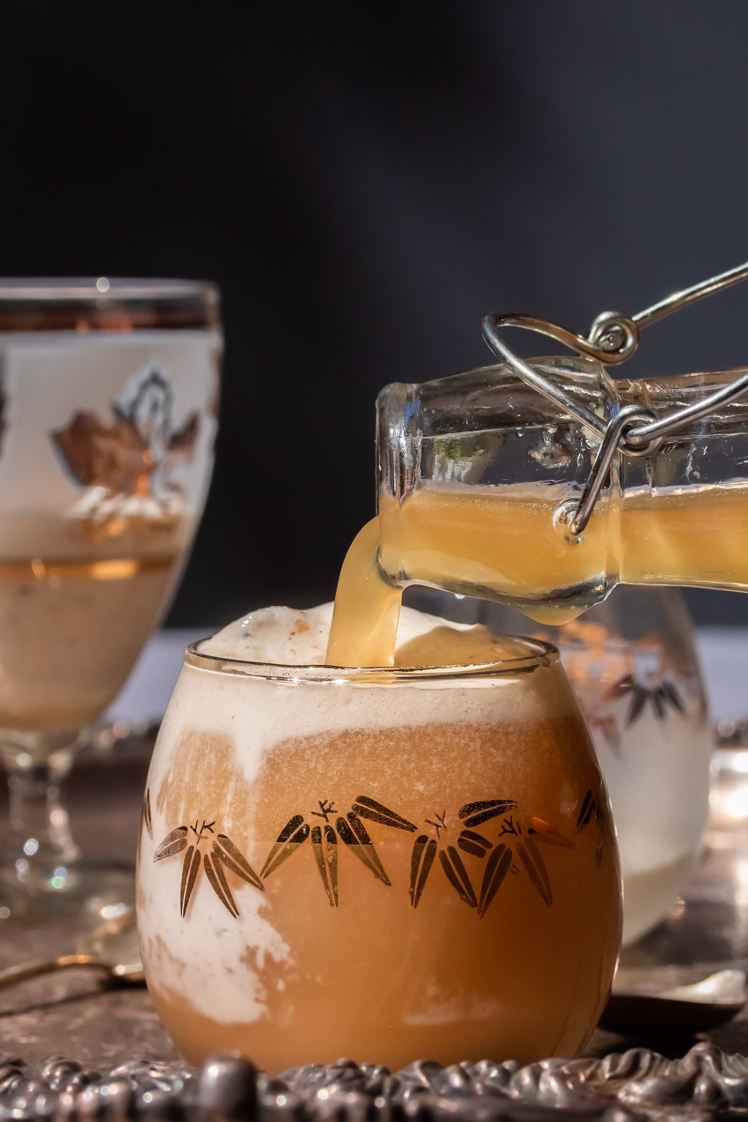 pouring ginger beer for lemon myrtle ginger beer spiders