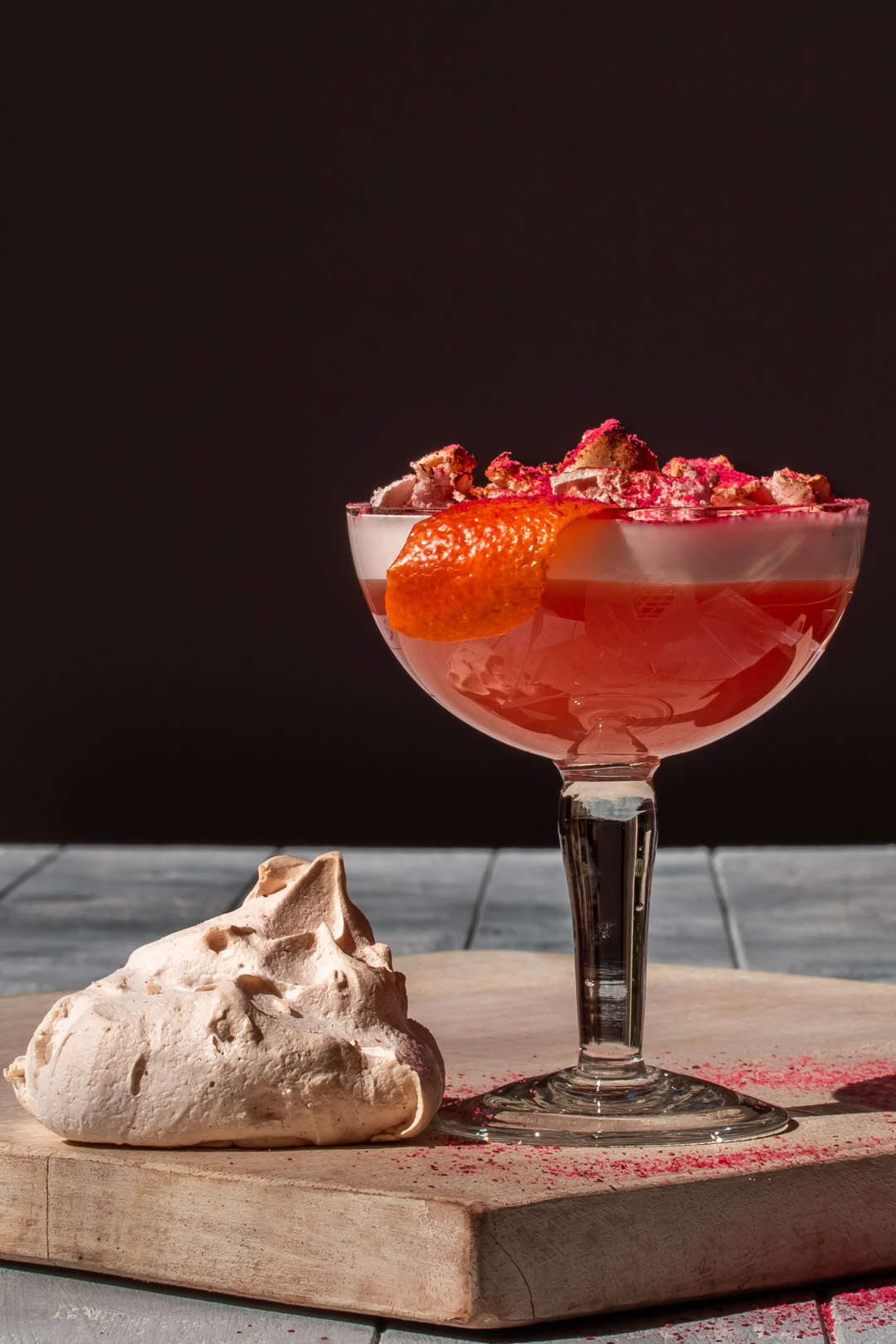 daalgaal & ooray silver sour close up with ooray meringue in foreground