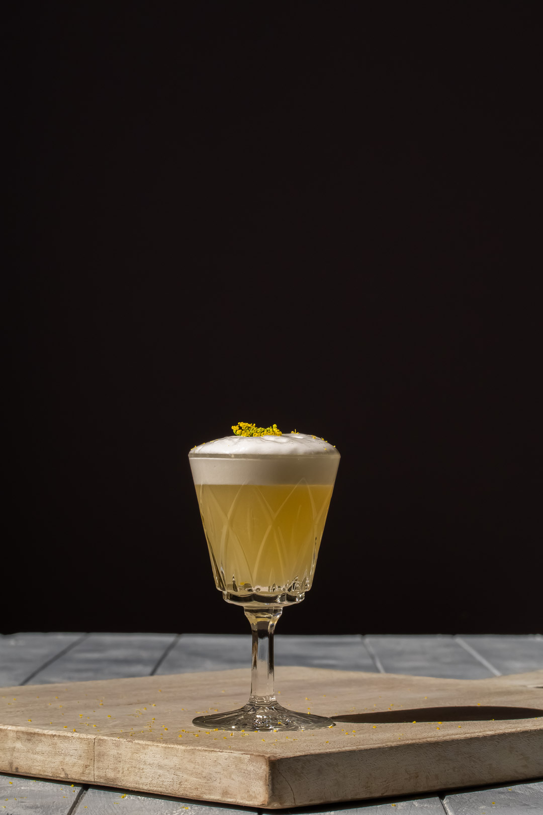 fennel flower silver sour garnished with fennel flower