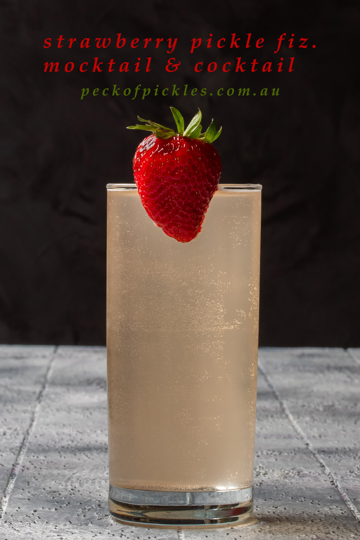 strawberry fiz with strawberry garnish