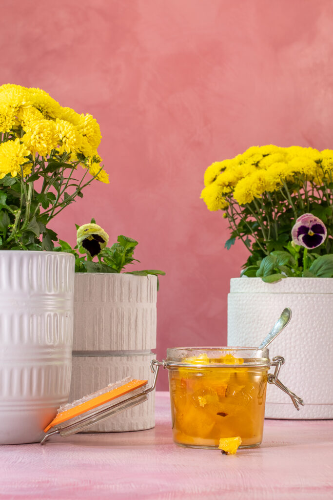 macerated citrus peels with citrus juice for fancy honey bee cocktail